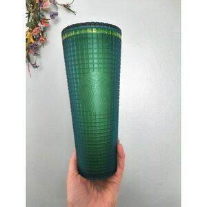 STARBUCKS MOUNTAIN DEW GREEN VENTI GRID TUMBLER COLD CUP 24oz No Straw